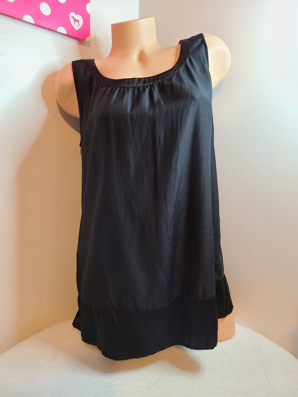 J. Jill Classic Black Silk & Cotton Blend Draped Sleeveless Tank Size M